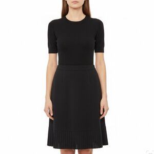 Exclusively Misook Womens Black Pleated Hem Skirt Elegant Size Small